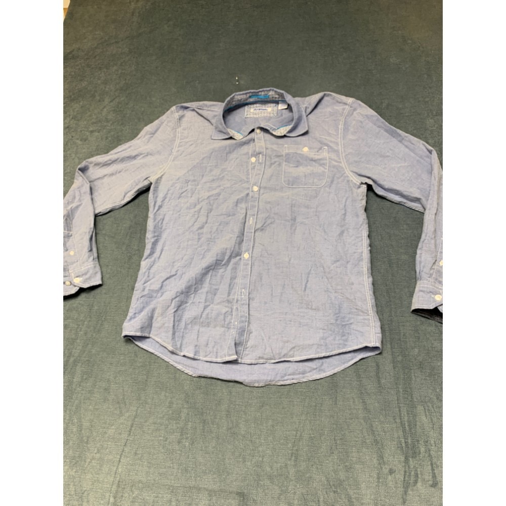 Michael Brandon Shirt Mens Large Blue Cotton Chest Pockets Office Wear Button Up